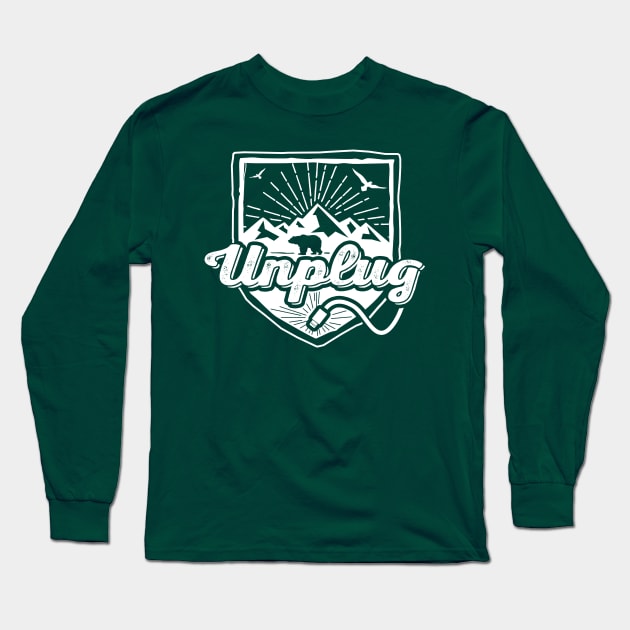 Unplug - Mountains Long Sleeve T-Shirt by hillsboroughdesignco